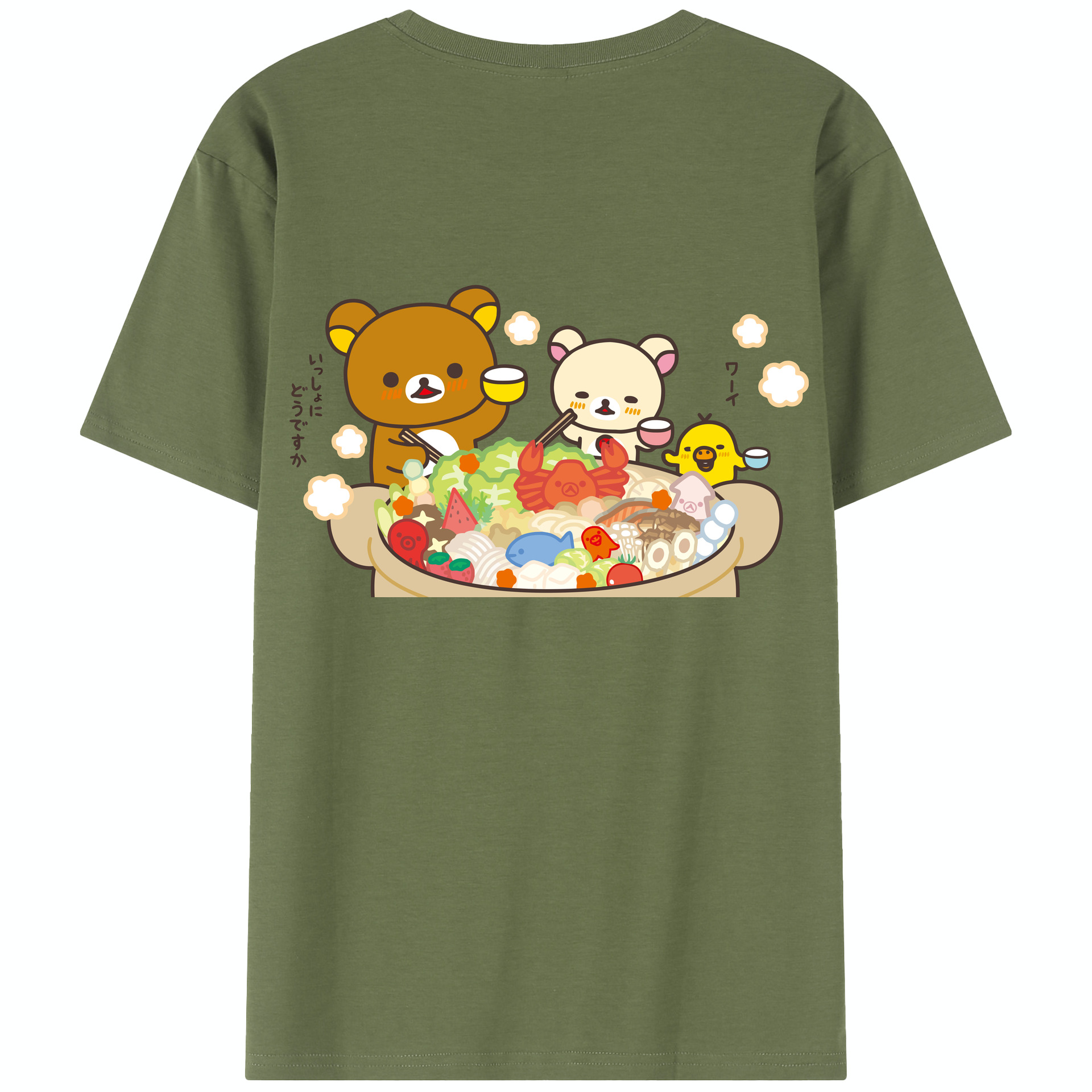 （画像用） リラックマ リラックマ キイロイトリ Rilakkuma Korilakkuma Kiiroitori 綿100％半袖Tシャツ（背面プリント）